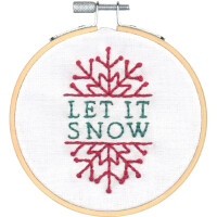 Dimensions stamped satin stitch kit with embroidery ring "Let It Snow 4 In Hoop", Diam 10cm, DIY