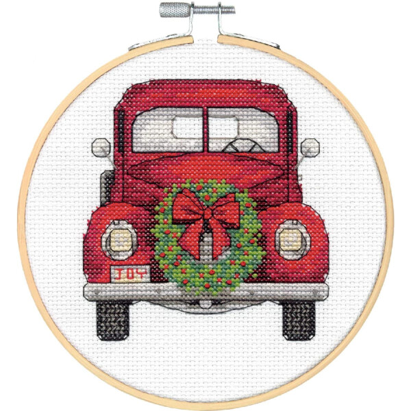 Dimensions counted cross stitch kit with embroidery ring "Truck", Diam 15,2cm, DIY