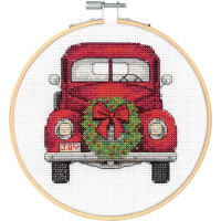 Dimensions counted cross stitch kit with embroidery ring "Truck", Diam 15,2cm, DIY