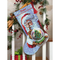 Dimensions counted cross stitch kit "Gold Collection Stocking Santa´s Snow Globe", 40x30cm, DIY