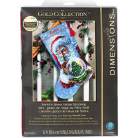 Dimensions counted cross stitch kit "Gold Collection Stocking Santa´s Snow Globe", 40x30cm, DIY