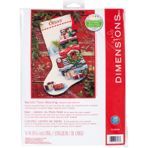 Dimensions counted cross stitch kit "Stocking Santas Truck", 40,6x30cm, DIY