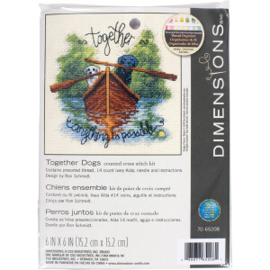 Dimensions counted cross stitch kit "Together Dogs", 15,2x15,2cm, DIY