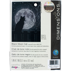 Dimensions counted cross stitch kit "Black Moon Cat", 12,7x17,7cm, DIY