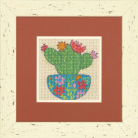 Dimensions Set de Tapisserie "Happy Cactus", image de broderie imprimée, 12.7x12.7cm