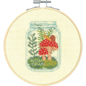 Dimensions counted cross stitch kit with embroidery ring "Slow Down", Diam 15,2cm, DIY