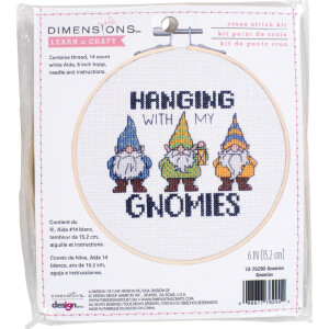 Dimensions Kreuzstich Set mit Stickrahmen "Gnome", Zählmuster, Diam 15,2cm