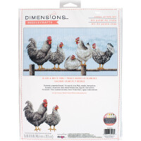 Dimensions counted cross stitch kit "Black & White Hens", 40,5x20,3cm, DIY
