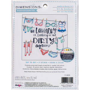 Dimensions stamped satin stitch kit "Out To Dry", 15,2x15,2cm, DIY