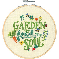 Dimensions stamped satin stitch kit with embroidery ring "Garden Verse", Diam 15,2cm, DIY