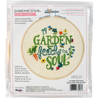 Dimensions stamped satin stitch kit with embroidery ring "Garden Verse", Diam 15,2cm, DIY