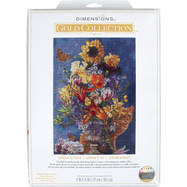 Dimensions counted cross stitch kit "Gold Collection Garden In Gold", 27,9x38,1cm, DIY