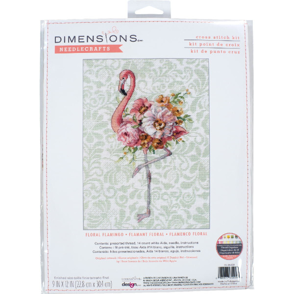 Dimensions counted cross stitch kit "Floral Flamingo", 22,8x30,4cm, DIY
