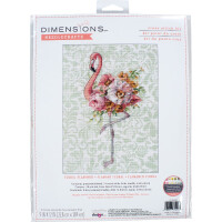 Dimensions counted cross stitch kit "Floral Flamingo", 22,8x30,4cm, DIY