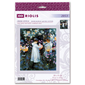 Riolis counted cross stitch kit "Carnation, Lily, Lily, Rose after Sargents painting", 30x35cm, DIY