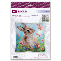Набор для вышивания крестом подушки Риолис "Кролик в клевере", счетная схема, 40x40 см