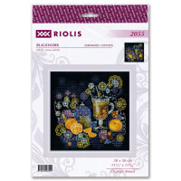 Riolis Blackwork Stickset "Orangene Stimmung", Zählmuster, 30x30cm