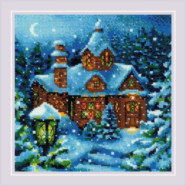 Riolis counted cross stitch kit "Snowfall in the Forest", 20x20cm, DIY