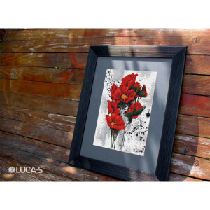 Luca-S counted cross stitch kit "The Poppies", 26x38cm, DIY