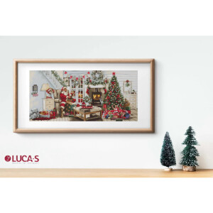 Kit de point de croix Luca-S "Gold Collection Santa Claus interior", compté, DIY, 65x29cm