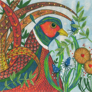 Bothy Threads stamped embroidery kit "Flights of Fancy Pheasant", ELH2, 16x16cm, DIY