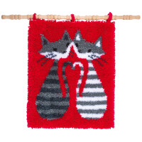 Vervaco stamped latch hook kit rug "Katzen mit Streifen", 43x54cm, DIY