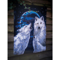 Vervaco geknoopt vloerkleed "Howling Wolves", voorgetekend knooppatroon, 66x83cm
