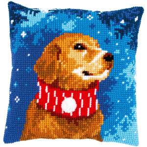 Vervaco stamped cross stitch kit cushion "Hund mit...