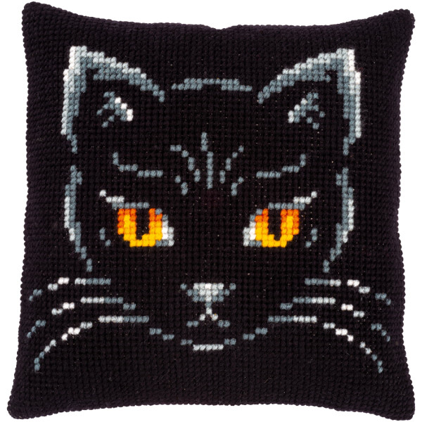 Vervaco Подушка для вышивания крестом "Черный кот", предварительно нарисованный дизайн вышивки, 40x40 см