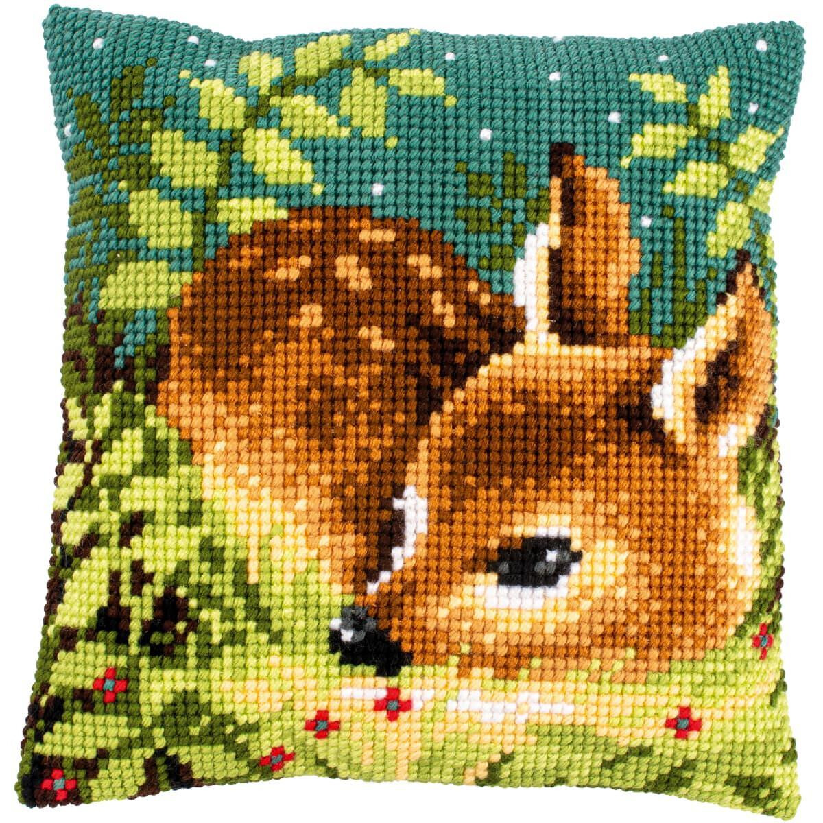 Vervaco stamped cross stitch kit cushion "Hirsche im...