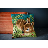 Vervaco stamped cross stitch kit cushion "Hirsche im Gras", 40x40cm, DIY