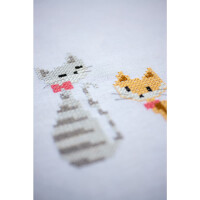 Vervaco Tischdecke Kreuzstich Set "Katzen mit Streifen", Stickbild vorgezeichnet, 80x80cm