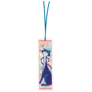 Vervaco Закладка для креста "Цветочные коты" Набор из 2, счетный крест, 6х20см