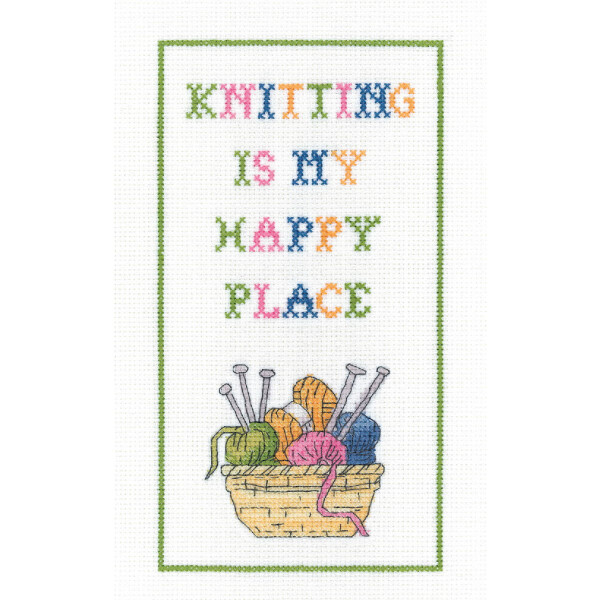 Kit de point de croix Héritage Aida "Have fun knitting", compté, DIY, KSHK1646-A, 11x20.5cm