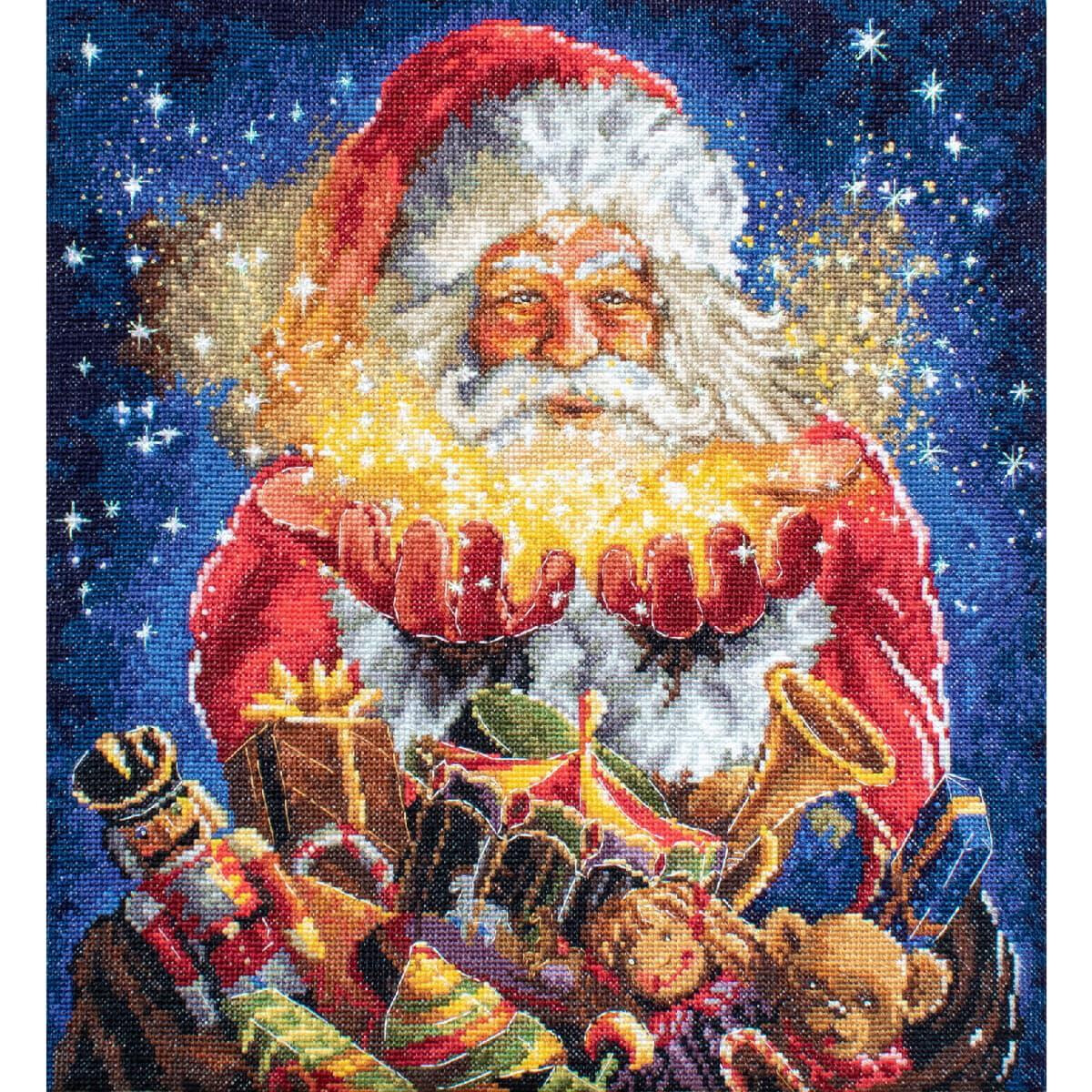 Un alegre Papá Noel con barba blanca y gorro rojo...