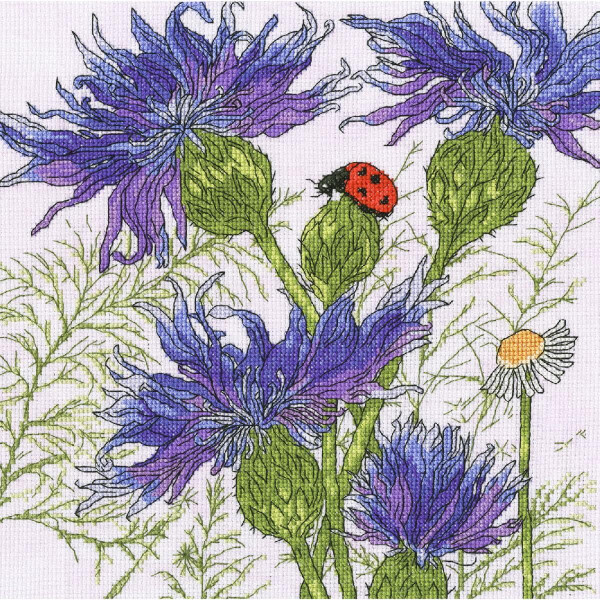 Bothy Threads counted cross stitch kit "Cornflower Garden", XFY8, 26x26cm, DIY