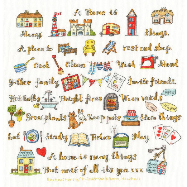 Bothy Threads counted cross stitch kit "A Home Is Many Things", XAL9, 33x34cm, DIY