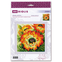 Riolis counted cross stitch kit "Fire Poppies", 40x40cm, DIY
