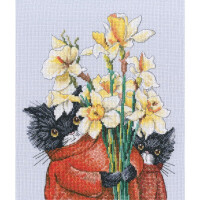 RTO Punto de Cruz "Cats. Cats and flowers are used for beauty", modelo para contar, 19x25cm