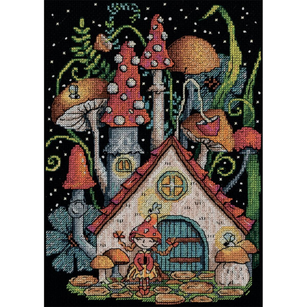 Panna counted cross stitch kit "Mushroom House", 19x24,5cm, DIY