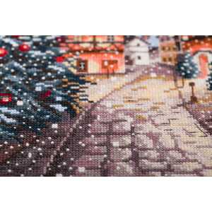 Panna kit punto croce "Strada di Natale", contato, fai da te, 14x21cm