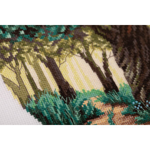 Kit point de croix Panna "Sunny Forest", compté, DIY, Diam. 17,5 cm