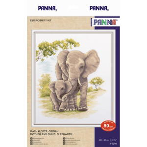 Panna Kreuzstich Set "Mutter und Kind, Elefanten", Zählmuster, 25,5x29cm