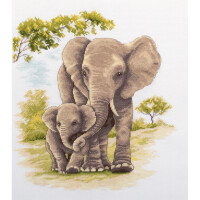 Panna Kreuzstich Set "Mutter und Kind, Elefanten", Zählmuster, 25,5x29cm