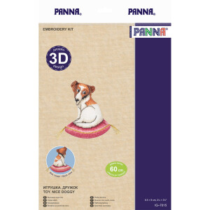Panna kit punto croce "Adorabile cagnolino, design 3D", contato, fai da te, 8,5x9 cm
