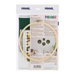 Panna Plattstich Set mit Stickrahmen "Pfifferlinge", Stickbild vorgezeichnet, 20,5x20,5cm