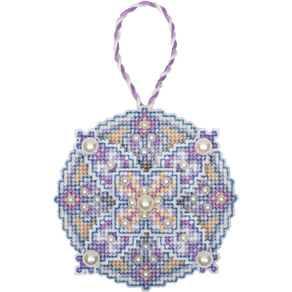 Kit punto croce contato Panna "Decorazione natalizia palla viola, disegno 3D", 8,5x8,5 cm, fai da te