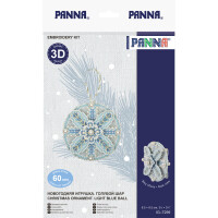 Panna kit point de croix compté "Décorations de Noël boule bleu clair, dessin 3D", 8,5x8,5cm, DIY