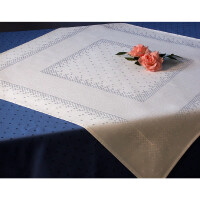 Tablecloth „Yucca“ damask with embroidery border in Aida for cross stitch, 80x80cm, 661110, white