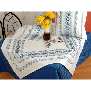 Tablecloth with embroidery field in huckaback, 80x80cm, 752110, white